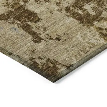 9' X 12' Brown And Beige Abstract Washable Indoor Outdoor Area Rug