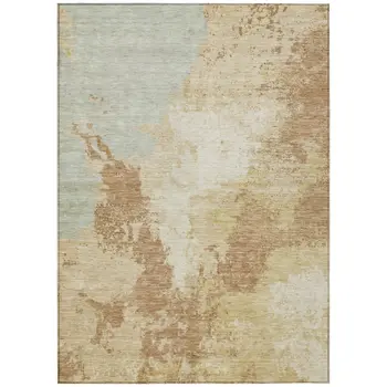 3' X 5' Coral And Ivory Abstract Washable Indoor Outdoor Area Rug