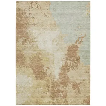 3' X 5' Coral And Ivory Abstract Washable Indoor Outdoor Area Rug