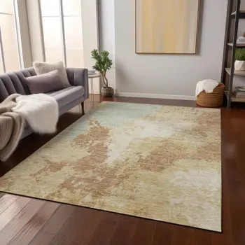 3' X 5' Coral And Ivory Abstract Washable Indoor Outdoor Area Rug