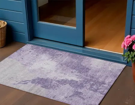 3' X 5' Plum And Purple Abstract Washable Indoor Outdoor Area Rug