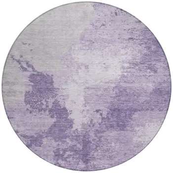 8' Plum And Purple Round Abstract Washable Indoor Outdoor Area Rug