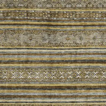 3' X 5' Brown And Gold Oriental Washable Indoor Outdoor Area Rug