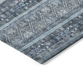 8' X 10' Blue And Gray Oriental Washable Indoor Outdoor Area Rug