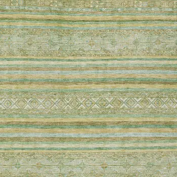 8' X 10' Green And Gold Oriental Washable Indoor Outdoor Area Rug