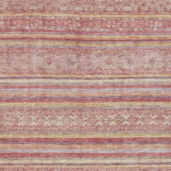 3' X 5' Rust And Coral Oriental Washable Indoor Outdoor Area Rug