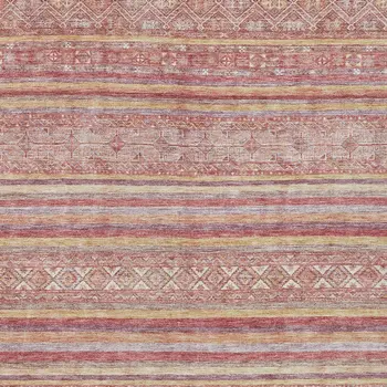 9' X 12' Rust And Coral Oriental Washable Indoor Outdoor Area Rug