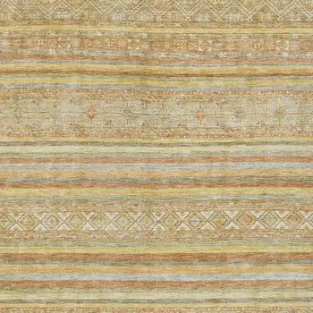 3' X 5' Wheat And Beige Oriental Washable Indoor Outdoor Area Rug