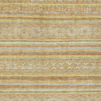 10' X 14' Wheat And Beige Oriental Washable Indoor Outdoor Area Rug