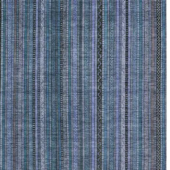 9' X 12' Blue Gray And Sky Blue Striped Washable Indoor Outdoor Area Rug