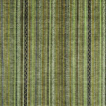 9' X 12' Green Gold And Gray Striped Washable Indoor Outdoor Area Rug