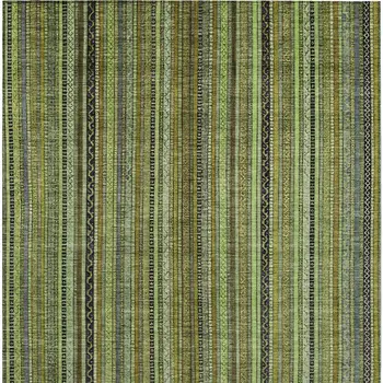 9' X 12' Green Gold And Gray Striped Washable Indoor Outdoor Area Rug