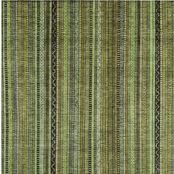 10' X 14' Green Gold And Gray Striped Washable Indoor Outdoor Area Rug