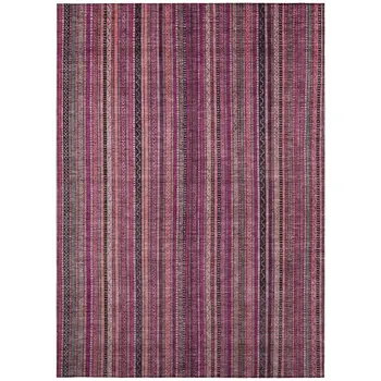 3' X 5' Pink Mauve And Blush Striped Washable Indoor Outdoor Area Rug