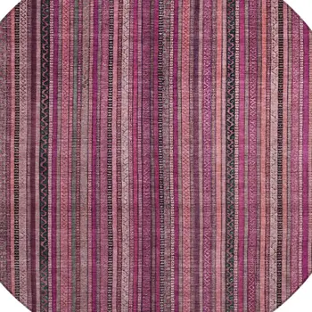 8' Pink Mauve And Blush Round Striped Washable Indoor Outdoor Area Rug