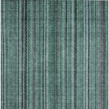 9' X 12' Teal Blue Aqua And Gray Striped Washable Indoor Outdoor Area Rug