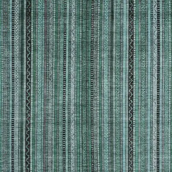 9' X 12' Teal Blue Aqua And Gray Striped Washable Indoor Outdoor Area Rug