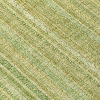 8' Artichoke Green Fern Green And Gold Round Striped Washable Indoor Outdoor Area Rug