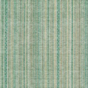 5' X 8' Aqua Beige And Teal Blue Striped Washable Indoor Outdoor Area Rug