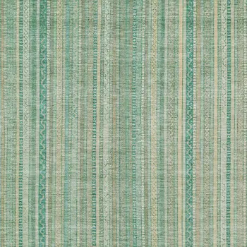 8' X 10' Aqua Beige And Teal Blue Striped Washable Indoor Outdoor Area Rug