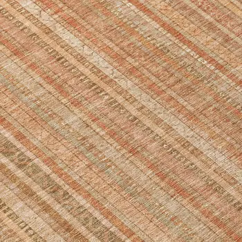 8' Rust Beige And Linen Round Striped Washable Indoor Outdoor Area Rug