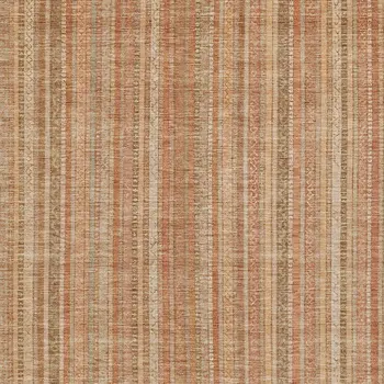 9' X 12' Rust Beige And Linen Striped Washable Indoor Outdoor Area Rug