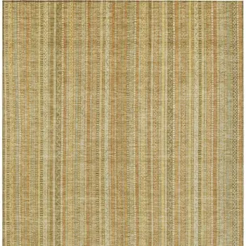 5' X 8' Wheat Gold And Beige Striped Washable Indoor Outdoor Area Rug