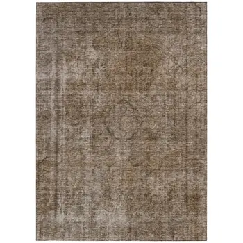 3' X 5' Brown And Beige Medallion Washable Indoor Outdoor Area Rug