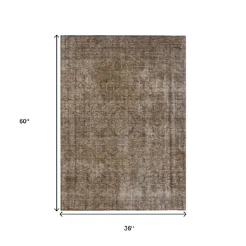 3' X 5' Brown And Beige Medallion Washable Indoor Outdoor Area Rug