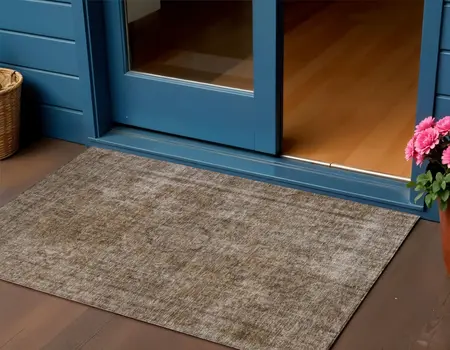3' X 5' Brown And Beige Medallion Washable Indoor Outdoor Area Rug