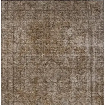 5' X 8' Brown And Beige Medallion Washable Indoor Outdoor Area Rug
