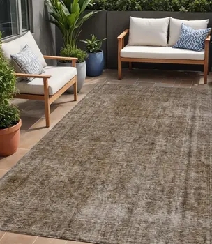 5' X 8' Brown And Beige Medallion Washable Indoor Outdoor Area Rug