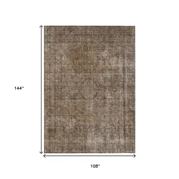 9' X 12' Brown And Beige Medallion Washable Indoor Outdoor Area Rug