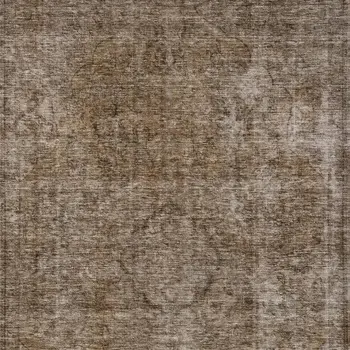 9' X 12' Brown And Beige Medallion Washable Indoor Outdoor Area Rug