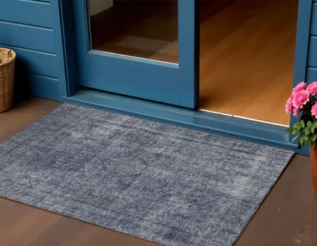 3' X 5' Blue And Gray Medallion Washable Indoor Outdoor Area Rug