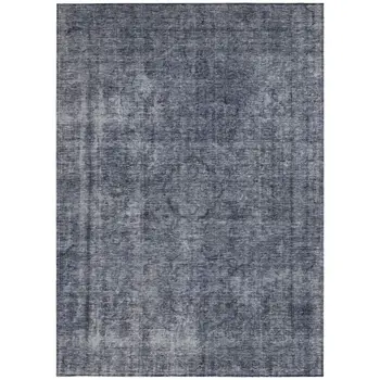 5' X 8' Blue And Gray Medallion Washable Indoor Outdoor Area Rug