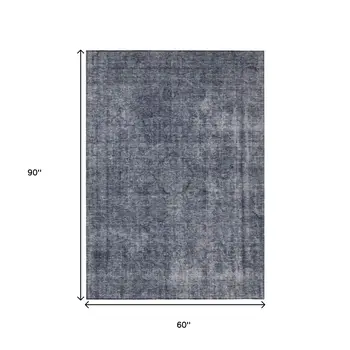 5' X 8' Blue And Gray Medallion Washable Indoor Outdoor Area Rug