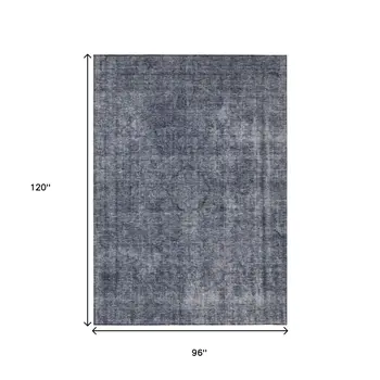 8' X 10' Blue And Gray Medallion Washable Indoor Outdoor Area Rug
