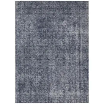 8' X 10' Blue And Gray Medallion Washable Indoor Outdoor Area Rug