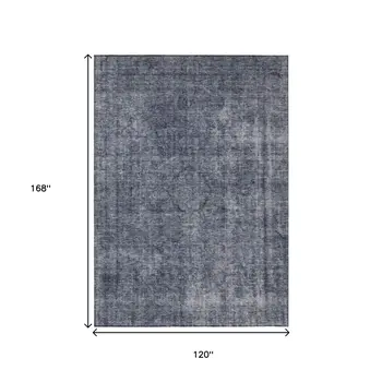 10' X 14' Blue And Gray Medallion Washable Indoor Outdoor Area Rug