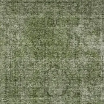 3' X 5' Green And Silver Medallion Washable Indoor Outdoor Area Rug