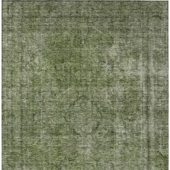 8' X 10' Green And Silver Medallion Washable Indoor Outdoor Area Rug