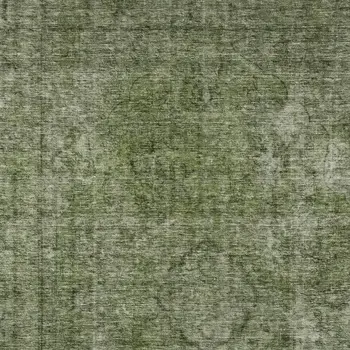 9' X 12' Green And Silver Medallion Washable Indoor Outdoor Area Rug