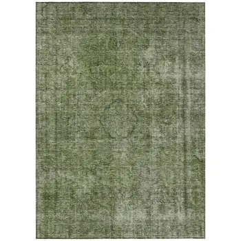 10' X 14' Green And Silver Medallion Washable Indoor Outdoor Area Rug