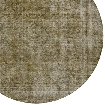 8' Pewter And Silver Round Medallion Washable Indoor Outdoor Area Rug