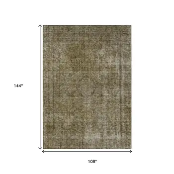 9' X 12' Pewter And Silver Medallion Washable Indoor Outdoor Area Rug