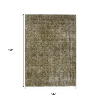 10' X 14' Pewter And Silver Medallion Washable Indoor Outdoor Area Rug