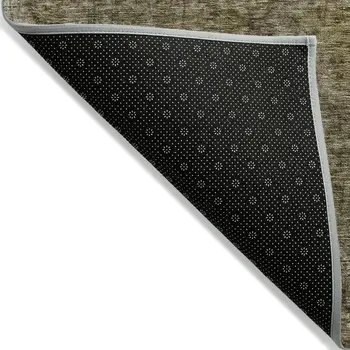 10' X 14' Pewter And Silver Medallion Washable Indoor Outdoor Area Rug