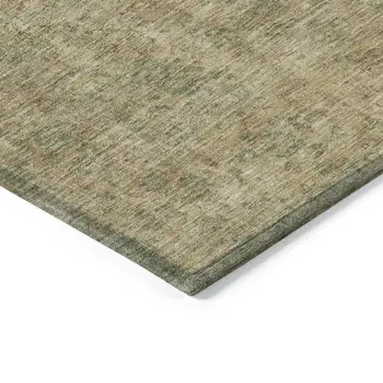 9' X 12' Artichoke Green And Beige Medallion Washable Indoor Outdoor Area Rug