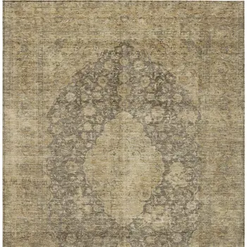 5' X 8' Brown And Beige Medallion Washable Indoor Outdoor Area Rug